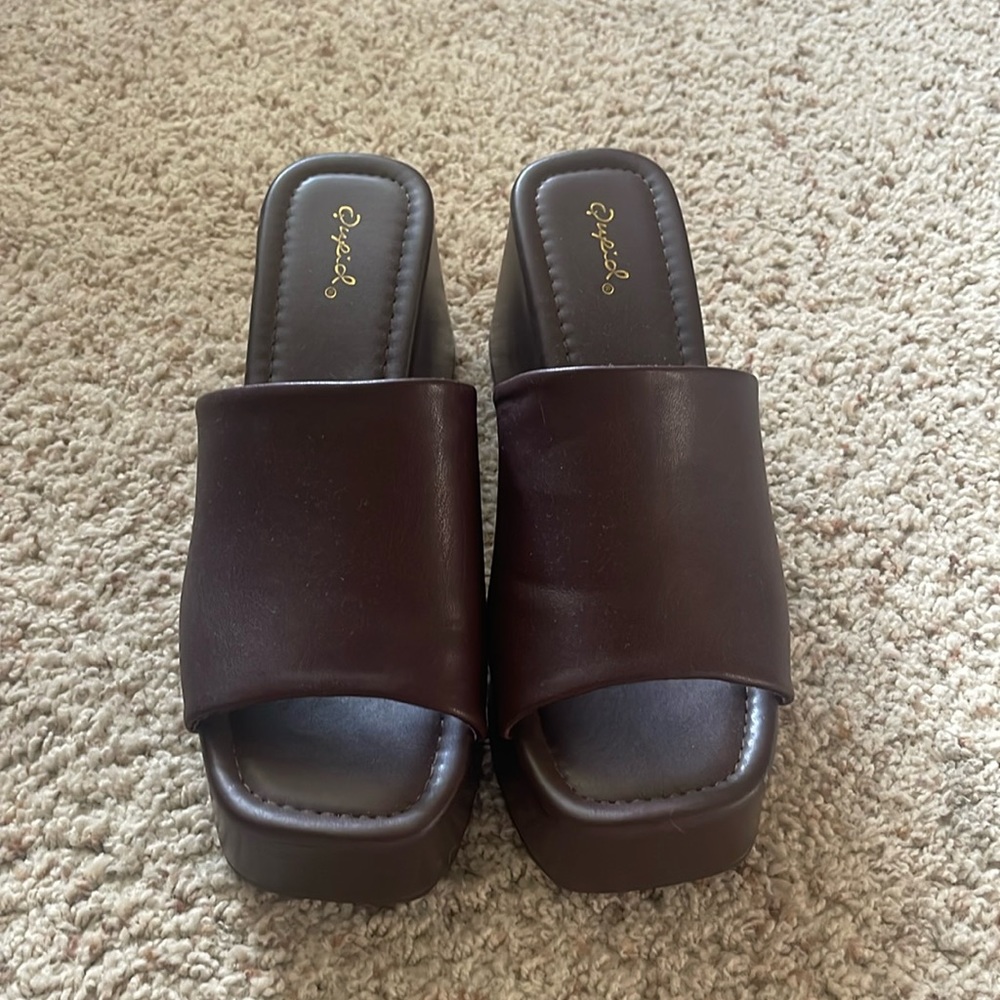 Purple wedge sandals size 10